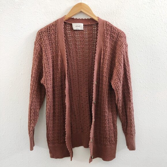 WILFRED By Aritzia Reverence Cardigan in Mocha Size Small - Picture 2 of 10